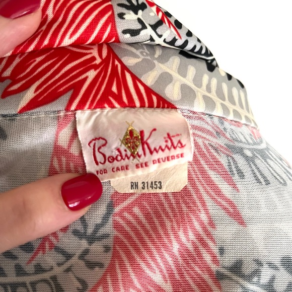 Vintage 70s Bodin Knits Button Shirt Dagger Collar Disco Bold Print Size Small - Picture 8 of 8